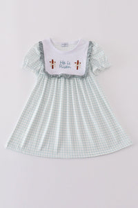 Blue he is risen embroidery dress