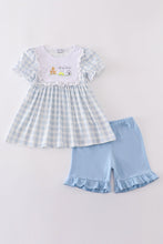 Load image into Gallery viewer, Blue plaid he is risen embroidery set

