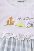 Load image into Gallery viewer, Blue plaid he is risen embroidery set
