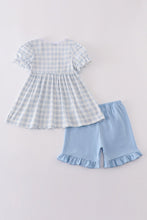Load image into Gallery viewer, Blue plaid he is risen embroidery set
