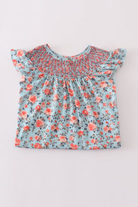 Blue floral smocked dress