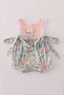 Pink floral character applique bubble
