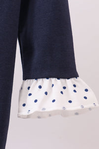 Navy nativity embroidery ruffle romper
