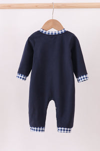 Navy nativity embroidery romper