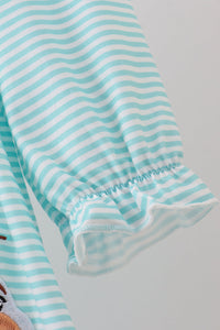 Blue character embroidery ruffle dress
