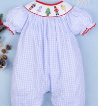 Load image into Gallery viewer, Nutcracker Smocked Baby Long Bubble - Image #4
