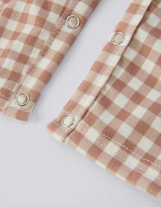 Christmas Vintage-Style Plaid Embroidered Gingerbread and Bows Boy Romper