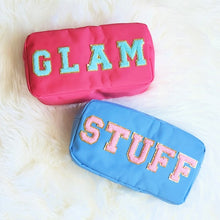 Load image into Gallery viewer, Varsity Letter Patch Makeup Bag Glam Stuff
