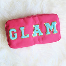 Load image into Gallery viewer, Varsity Letter Patch Makeup Bag Glam Stuff
