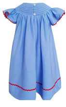 Load image into Gallery viewer, Baby Girls 4Th of July Patriotic USA Flag Smocked Dress - Image #3
