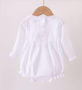 Premium white christmas tree embroidery ruffle bubble