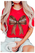 Load image into Gallery viewer, Coquette Football Bow Graphic T Shirts - Image #1
