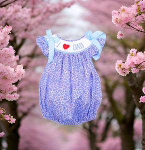 I Love Dad Floral Smocked Girl Bubble - Image #4