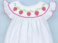 Strawberry Smocked Mint Dot Girl Bubble - Image #1