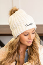 Load image into Gallery viewer, Mama Embroidered Faux Fur Pom Beanie Cap
