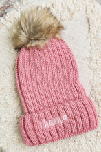 Load image into Gallery viewer, Mama Embroidered Faux Fur Pom Beanie Cap
