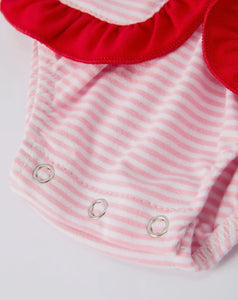 Christmas Candy Cane Embroidery
Striped Baby Girl Romper with Pocket
Ruffles