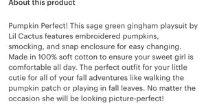 Sage Green Gingham Smocked Pumpkin Playsuit - Image #2