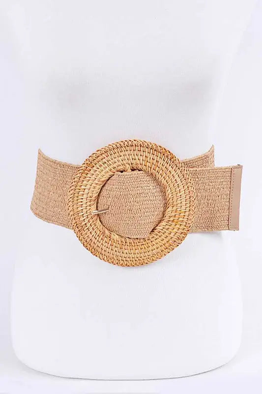 Oversize Bamboo Buckle Elastic Belt - Image #1