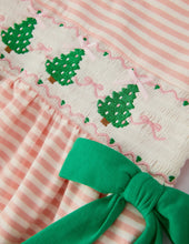 Load image into Gallery viewer, Christmas Tree Smocked Embroidery Stripe Baby Girls Dress-Ships 10/15
