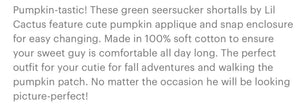 Green Seersucker Pumpkin Shortalls - Image #2