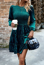 Load image into Gallery viewer, Long sleeve smocked velvet dress
