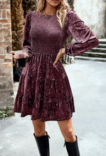 Load image into Gallery viewer, Long sleeve smocked velvet dress
