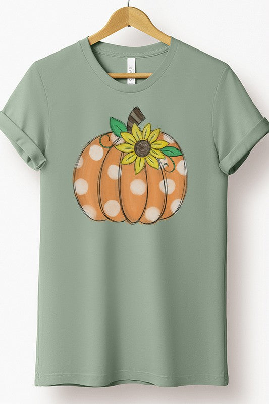 Fall Polkadot Sunflower Pumpkin Graphic Tee