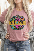 Load image into Gallery viewer, Colorful Leopard Fall Y&#39;all Pumpkin Tee
