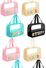 Load image into Gallery viewer, Chenille Letter Clear Travel Bag Luggage Makeup
