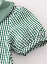 Load image into Gallery viewer, Green gingham pumpkin embroidery dress
