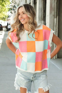 Multi-Color Checker Sweater Vest - Image #7