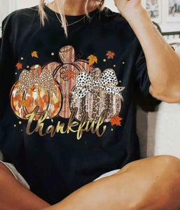 Thankful Gold Glitter Shirt,  Thanksgiving Pumpkin