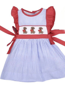 Dogs Hand Smocked Girl Dress - Image #1