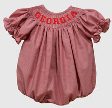 Load image into Gallery viewer, Ready to ship-Georgia Smocked Red Gingham Short Sleeve Girl Bubble - Image #1
