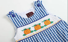 Load image into Gallery viewer, Royal Blue Gingham Pumpkin Smock Shortall - Image #4
