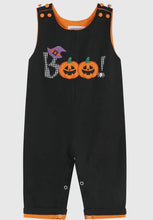 Load image into Gallery viewer, Preorder ETA 7/15-8/15-Black and Orange
Boo Halloween Overalls - Image #1
