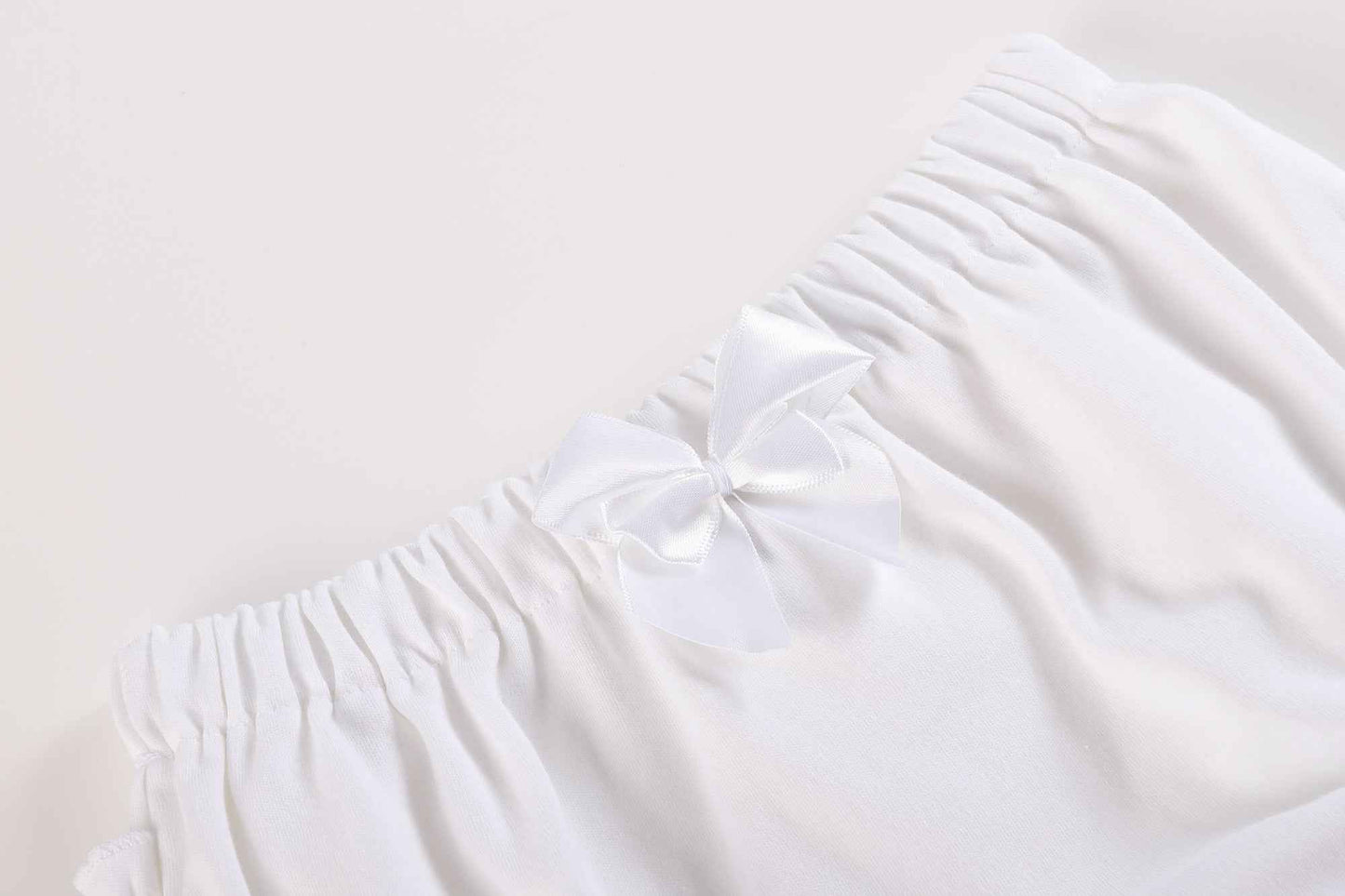 2 pc Set Light Blue and White Ruffle Knit Cotton Bloomers
