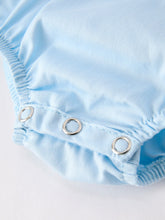 Load image into Gallery viewer, Girls Cross Smocking Embroidered Blue Romper
