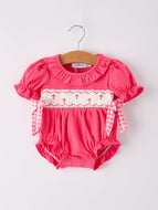 Hot Pink Smocked Church Christ Bishop Christening Romper