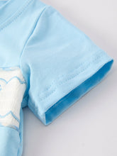 Load image into Gallery viewer, Blue Smocked Church Christ Bishop Christening Baby Boys&#39; Romper
