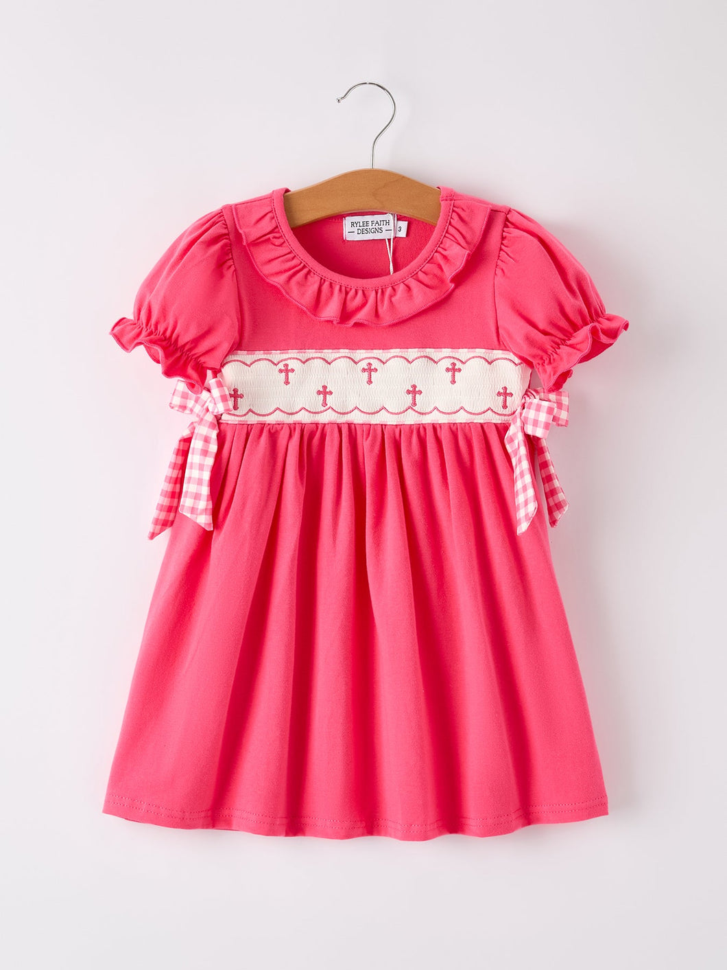 Hot Pink Smocked Church Christ Bishop Christening Dress