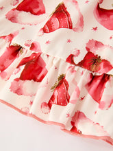 Load image into Gallery viewer, Winter Christmas Santa Hat Print Girls Pocket Ruffle Dress
