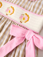 Load image into Gallery viewer, Fall Thanksgiving Lapel Plaid Chick Embroidery Smocking Bow Baby Girls Dress
