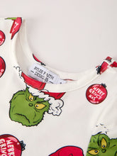 Load image into Gallery viewer, Winter Christmas Santa Hat Character Print  Green Girls Dress
