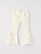 Fall Christmas Charming White Denim Pants with Cute Bows