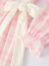 Load image into Gallery viewer, Pink Plaid Ruffle Ballet Shoe Embroidery Long Sleeve Dress
