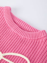 Load image into Gallery viewer, Valentine's Day Pink Baby Bow Sweater Cardigan
