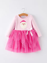 Load image into Gallery viewer, Pink Christmas Santa Applique Striped Girls Dress
