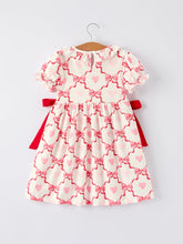 Load image into Gallery viewer, Girls Valentine Dress with Heart Embroidery and Bowknot Design
